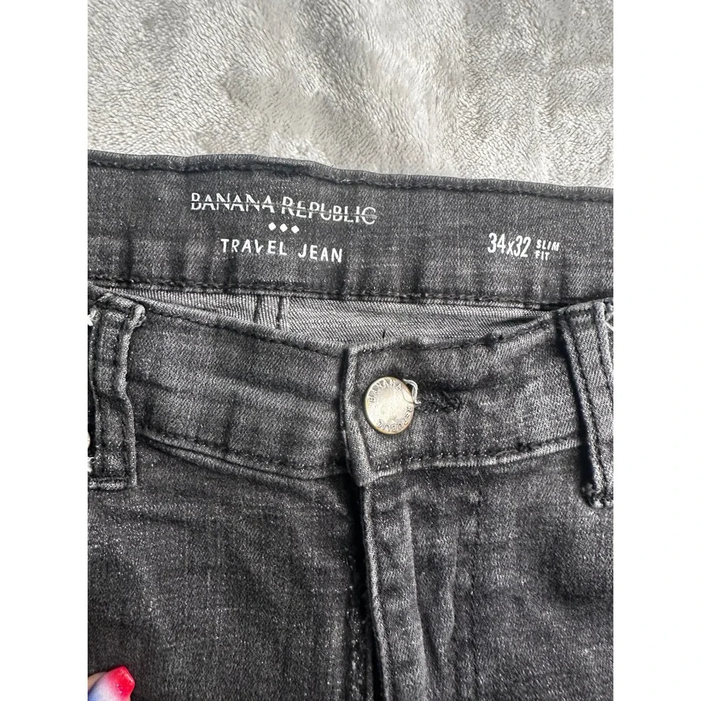 Banana Republic Travel Jean Mens 36x32 Black Slim Fit Stretch Denim